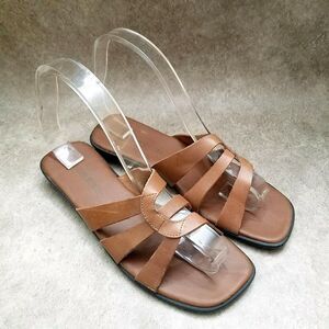 Allyson Whitmore Womens   Sz 7 M Brown  Leather Slide Sandals